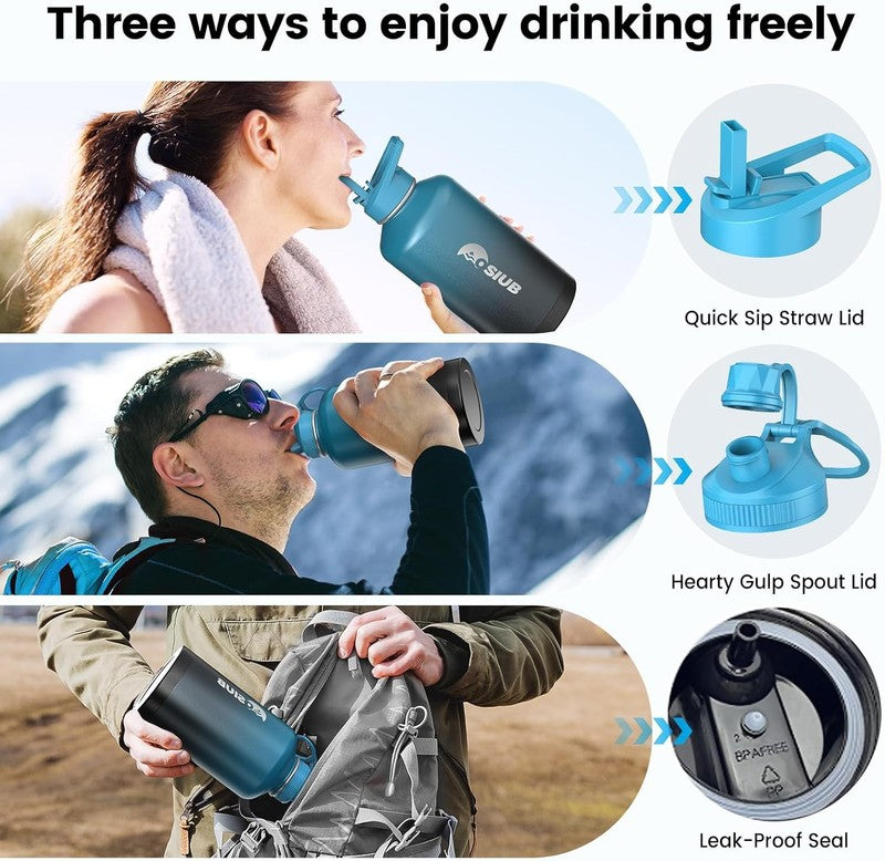 40oz Insulated Water Bottle Indigo Black   Triple Wall Vacuum, BPA Free4