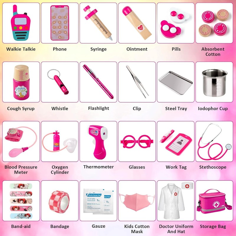 Doctor Kit for Kids Girls, 34 Pcs Kids Doctor Kit for Toddlers 3 5 with Medical 4