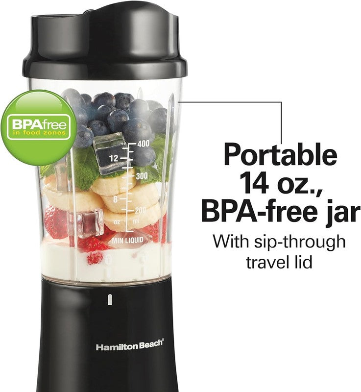 Portable Blender 14Oz BPA Free Cup & Lid, Stainless Steel Blades, Black 51101AG6