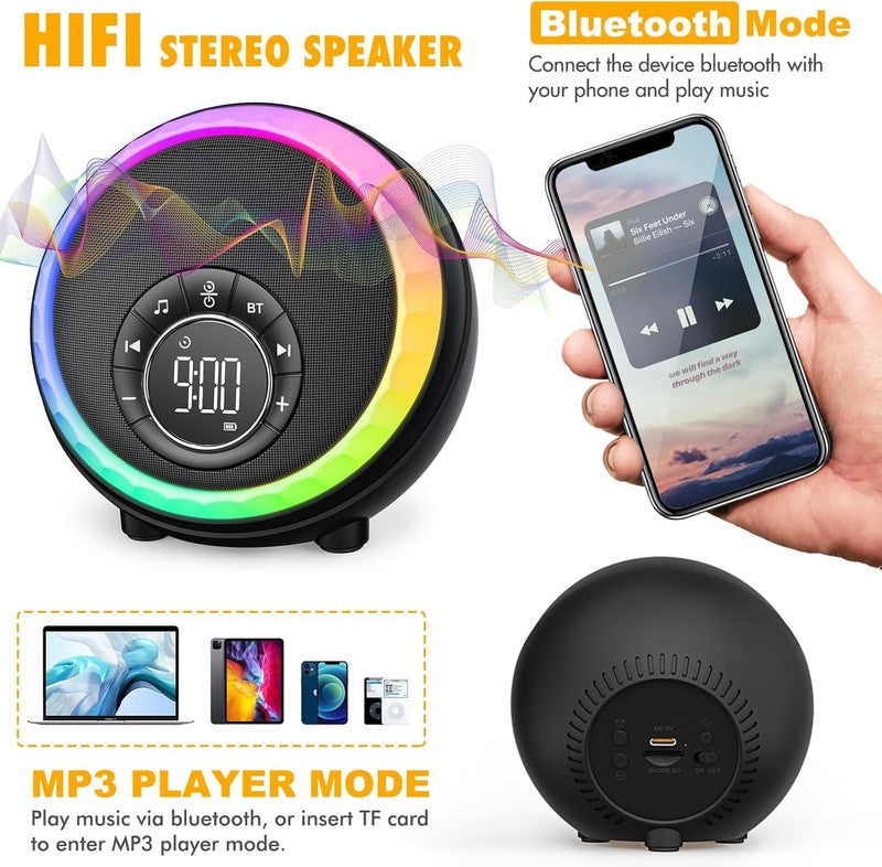 Bluetooth Speaker Alarm Clock, Night Light, White Noise, RGB, Touch Lamp2