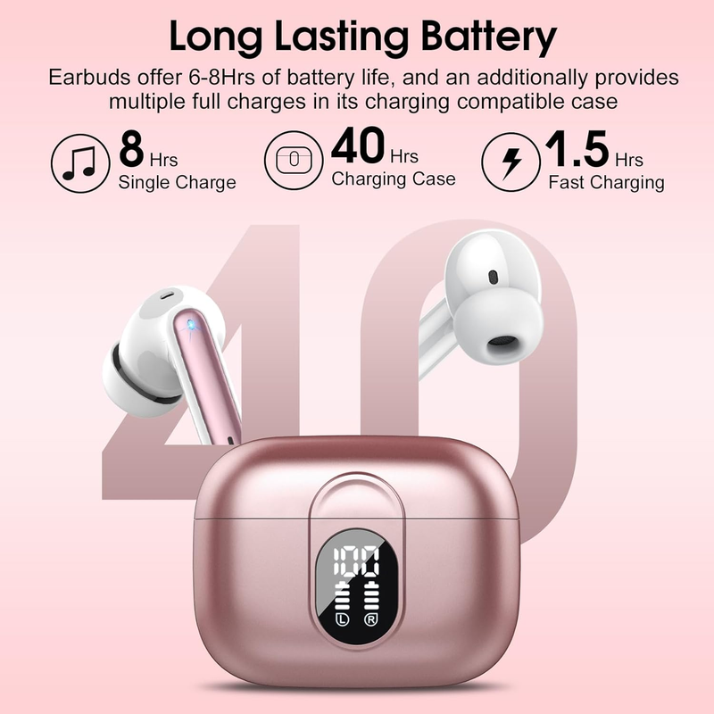 AI Translator Earbuds 164 Languages Bluetooth 5.3 Real Time Rose6