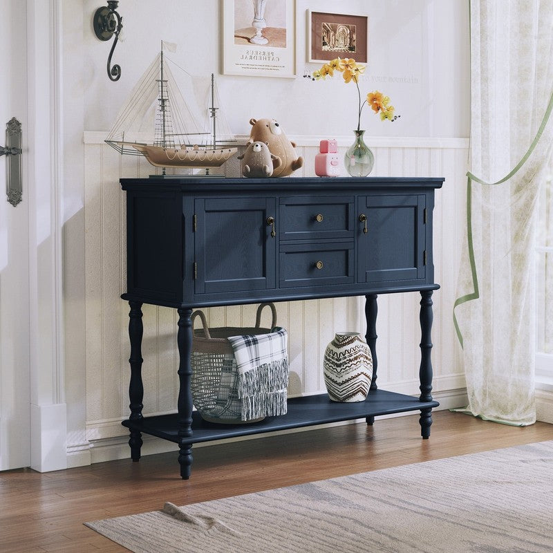 42” Farmhouse Modern Console Table Entryway w/ Storage Shelf Navy Blue3