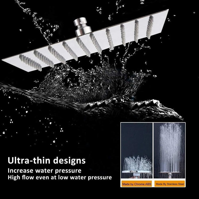 8" Chrome Rainfall Shower Head High Pressure Stainless Steel Square4