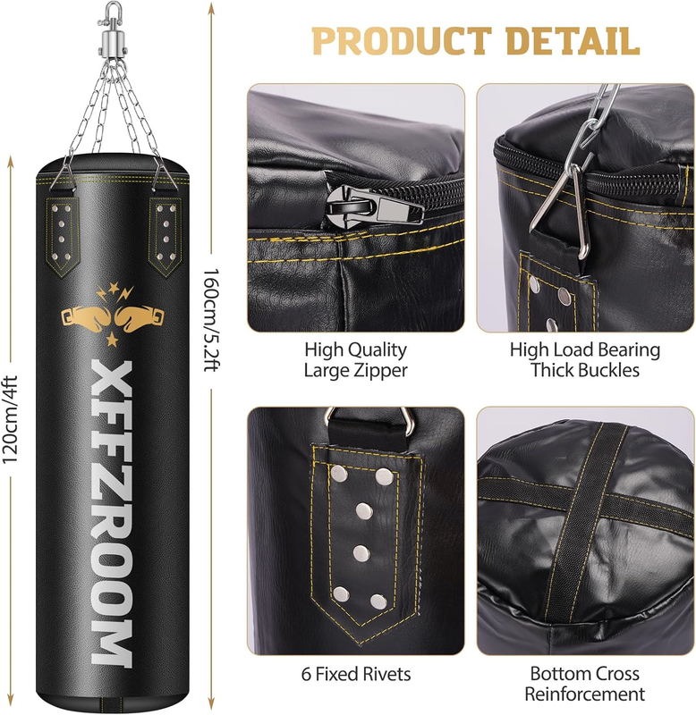 Punching Bag for Adults, 4Ft PU Leather 6 in 1 Heavy Boxing Bag Set, Punching Ba2