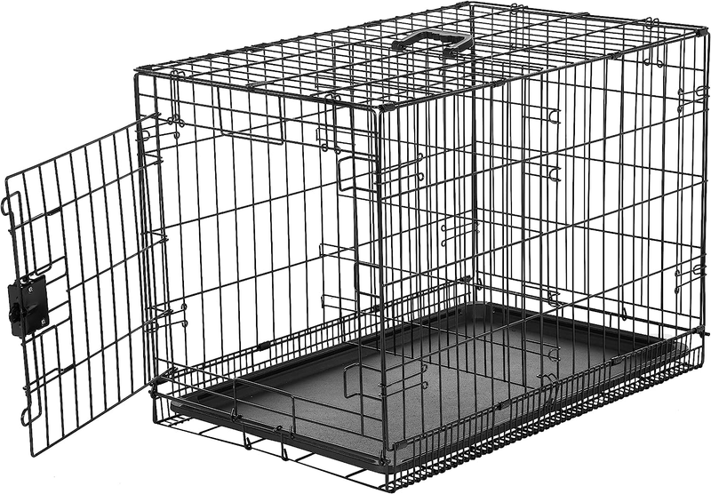 Foldable Metal Wire Dog Crate w/ Tray Single Door 30x19x21 Travel Black6