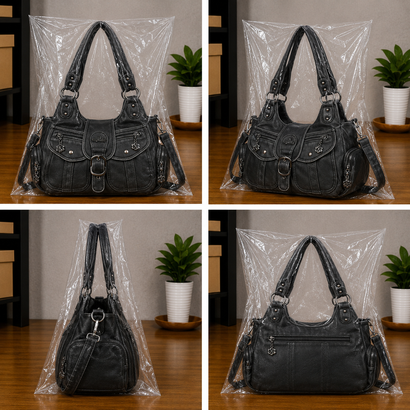 Women's Vegan Leather Hobo Shoulder Tote Crossbody Purse0