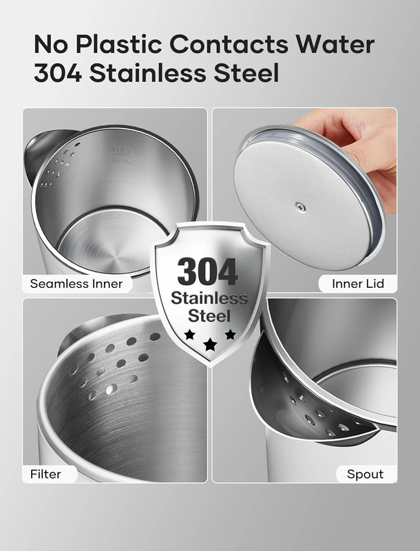Travel Electric Tea Kettle 0.8L Stainless Steel Auto Shut-Off Boil-Dry White1