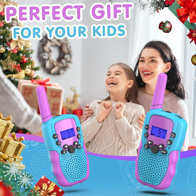 Purple Kids Walkie Talkies 22 Channel 2 Way Radio 3 Mile Range LCD Flashlight5