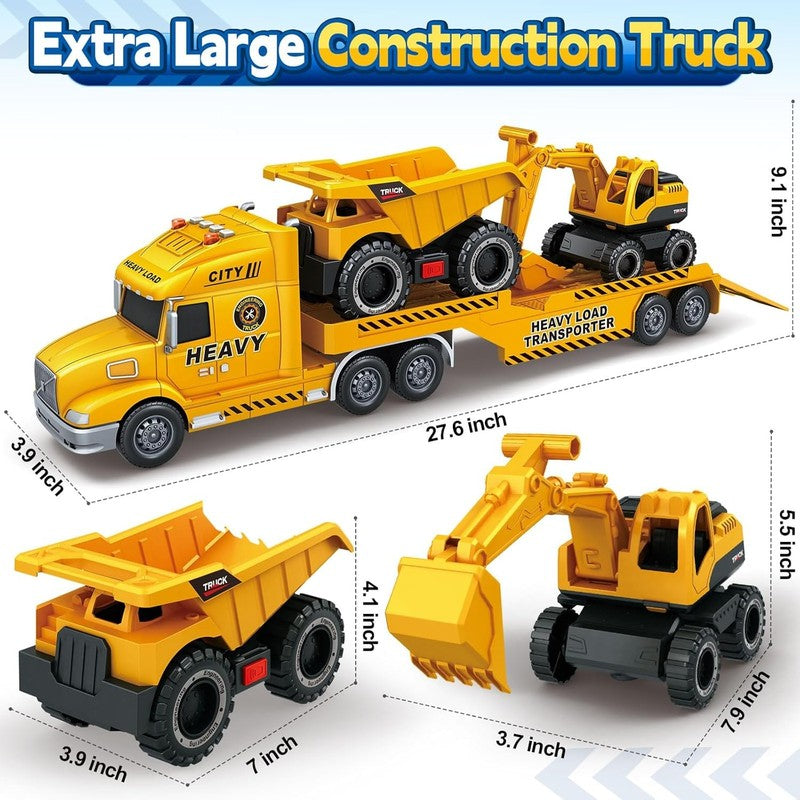 3 4 5 6 Toddler Boy Toys, 25" Construction Carrier Truck Vehicle Car, Boys Car T6