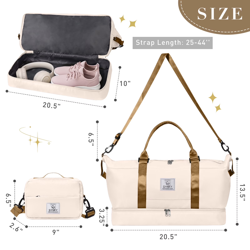 Travel Duffle Bag Set 2 Pack Weekender Bags for Women with Shoe Compartment Carr1