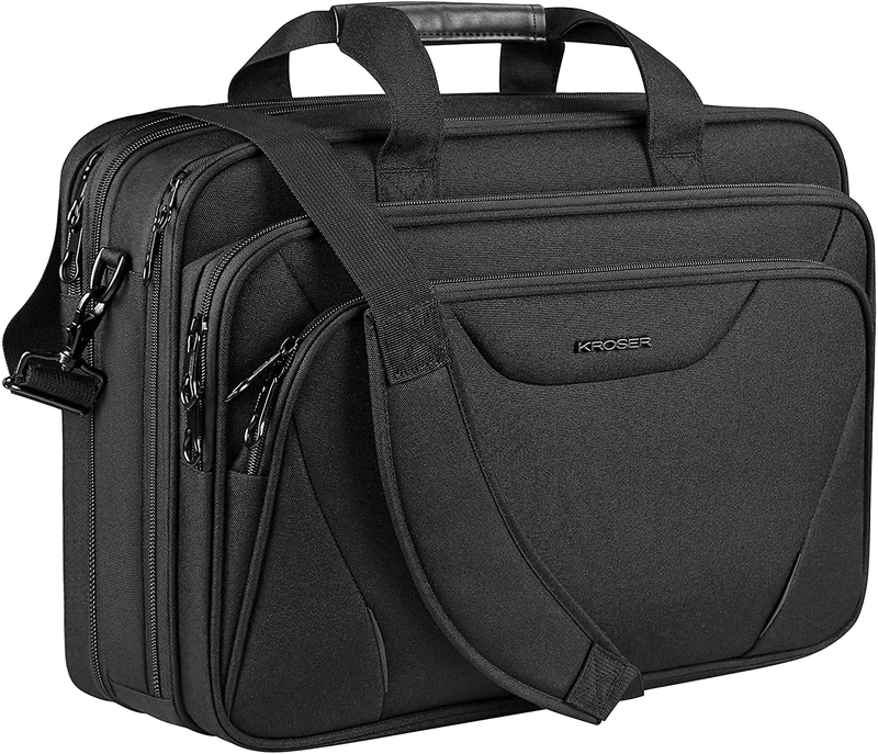 17.3" Laptop Bag Premium Expandable Water-Repellent Briefcase Shoulder Bag Black9