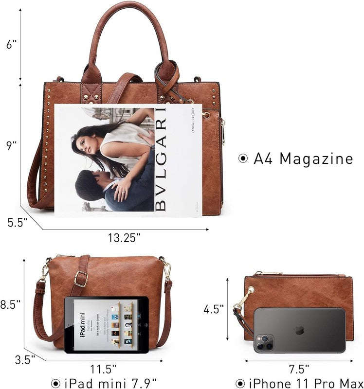 3Pc Women’s Handbag Set Tote Satchel Shoulder Top Handle Purse Wallet5