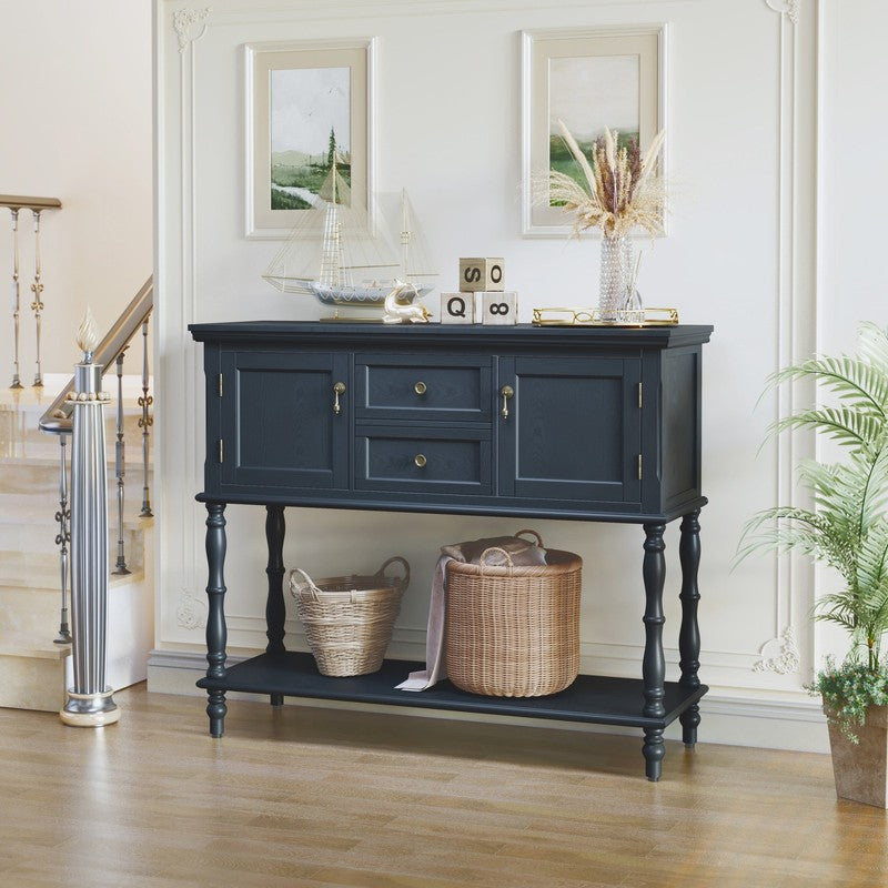 42” Farmhouse Modern Console Table Entryway w/ Storage Shelf Navy Blue7