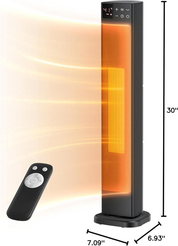 30” Ceramic Tower Space Heater with Adjustable Thermostat for Large Room, 75° Os9