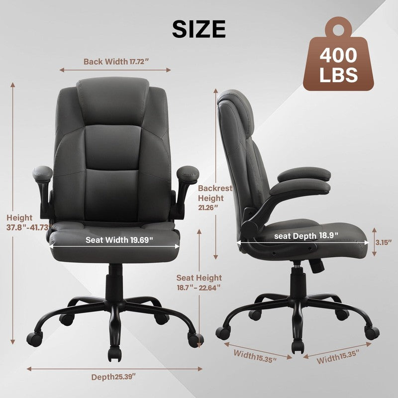 Leather Office Chair, Big and Tall Office Chair 400LBS Wide Seat Ergonomic Compu1