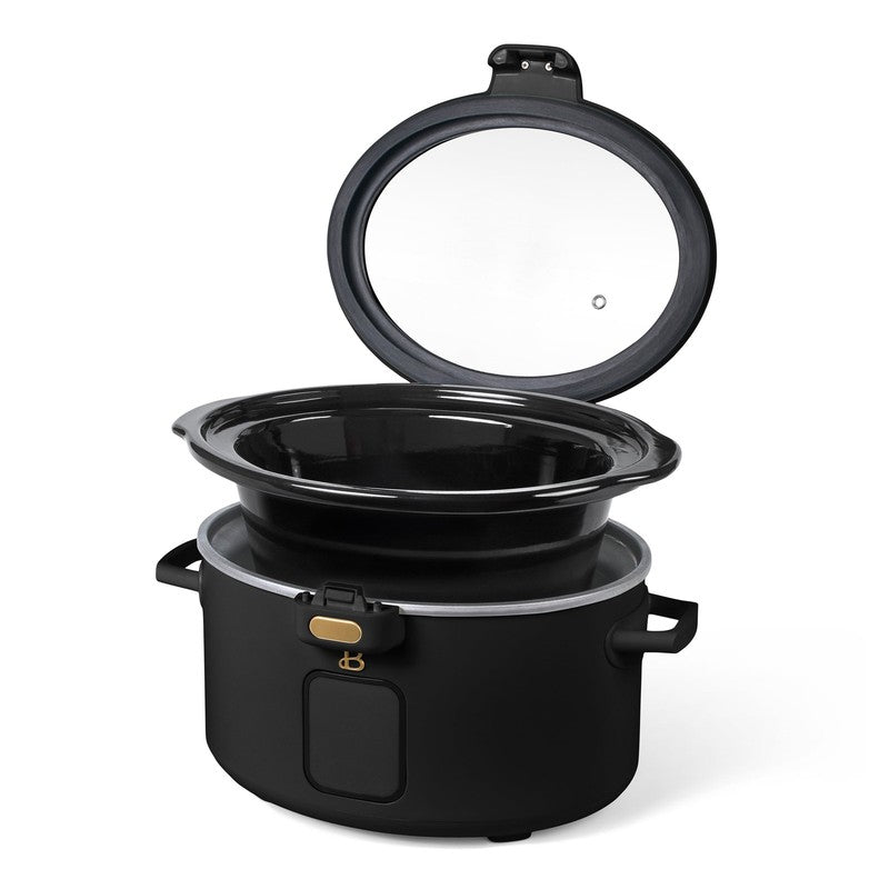 4 Qt Digital Slow Cooker with Hinged Locking Lid, Black Sesame by Drew Barrymore6