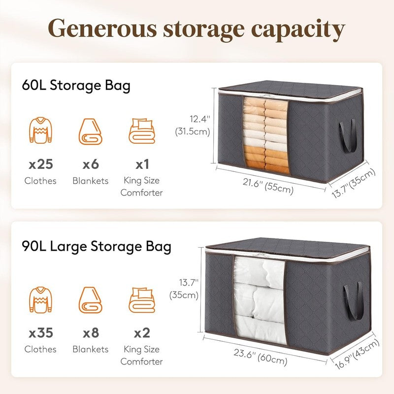 6 Pack Clothes Storage Bins with Lids, Foldable Closet Organizer, Gray1