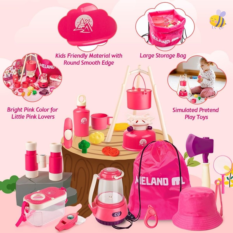 Kids Camping Set for Girls   Camping Tent Toys for Girls Indoor Outdoor Pretend 2