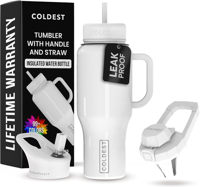 Coldest 46oz Insulated Tumbler with Handle Straw Leak Proof Stainless Steel Cup0