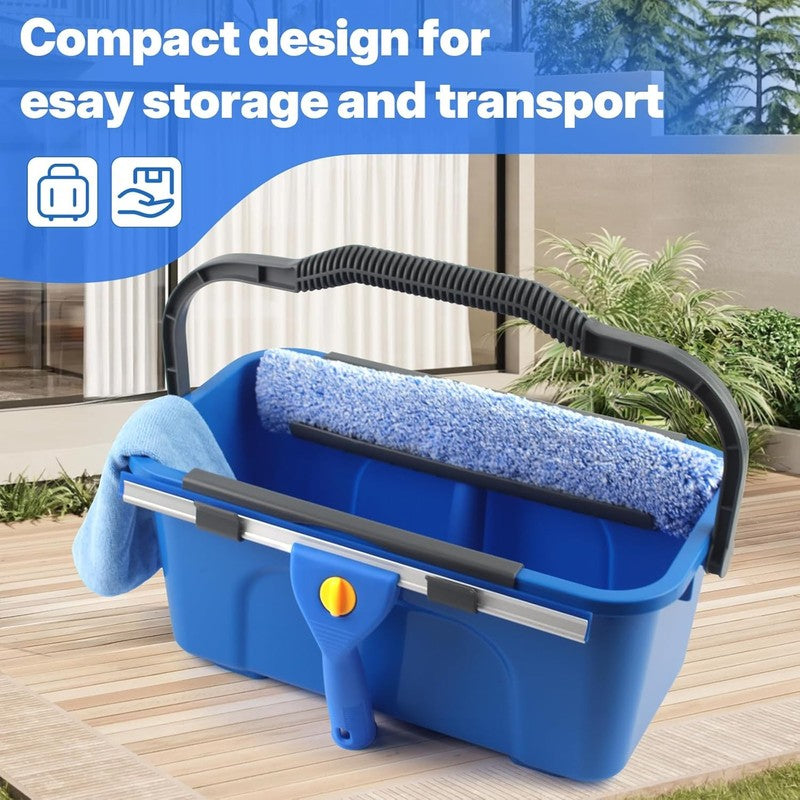 Pro Window Cleaning Kit 3 Gal Bucket 14" Squeegee 15" Scrubber 61" Handle3