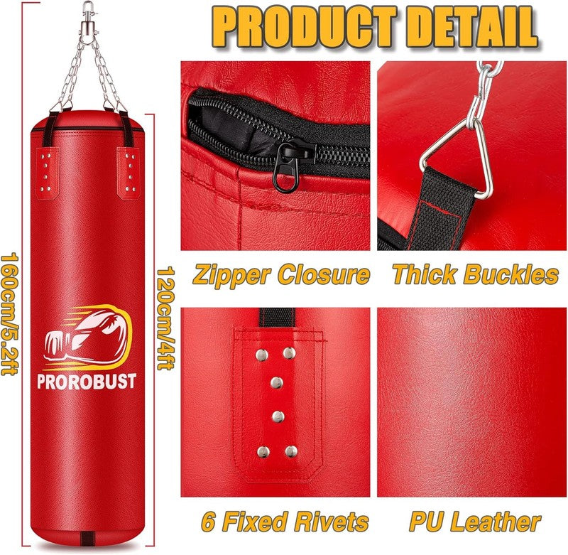 4Ft PU Punching Bag Set w 12oz Gloves MMA Kickboxing Boxing Unfilled2