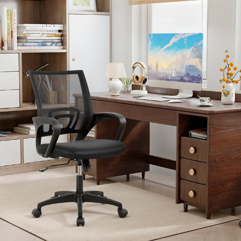 | Ergonomic Office Chair | Mid Back Swivel Desk Chair | Breathable Backrest & Lu5