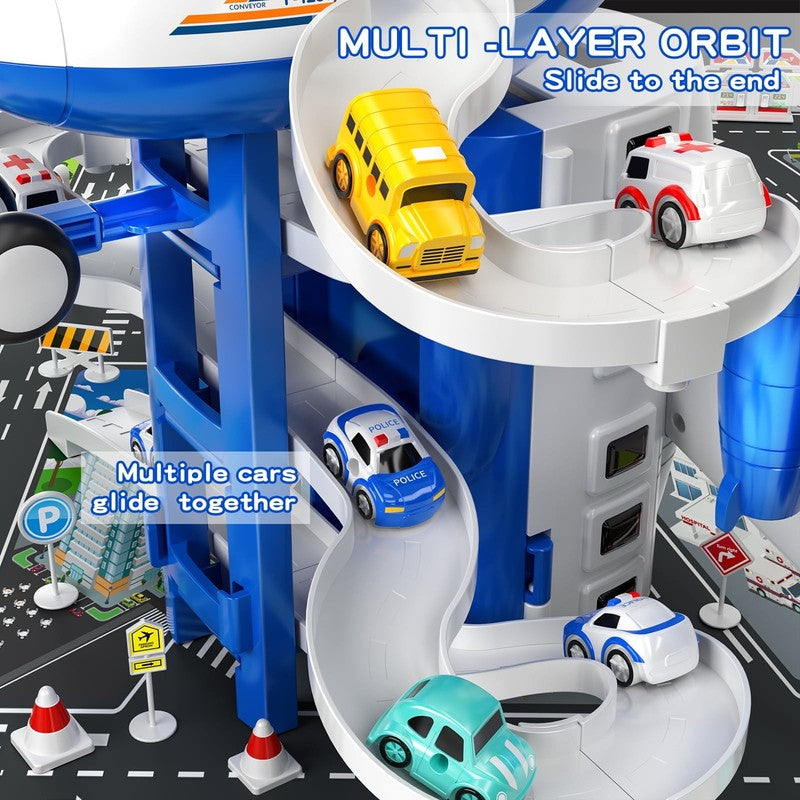 Kids Airplane Toys Race Tracks Car Toys for 3 4 5 6 7 Boys - Transport Airplane 4