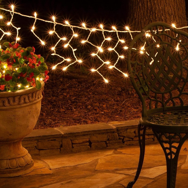 8.5 Ft 150 Clear Icicle Lights   White Wire, Indoor/Outdoor Christmas Icicle Lig7