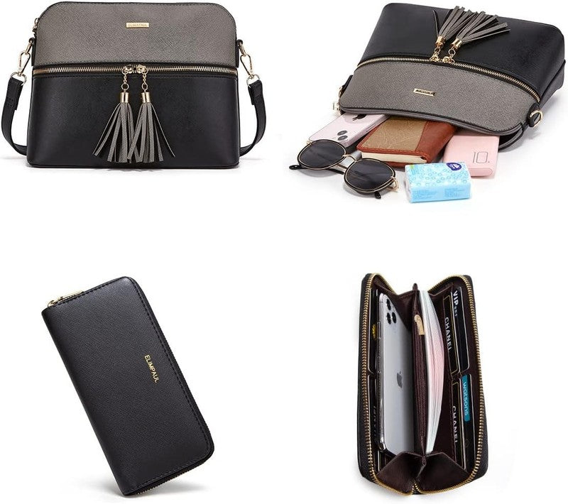 Women Fashion Synthetic Leather Handbag Set 4PCS Tote Shoulder Satchel Purse5
