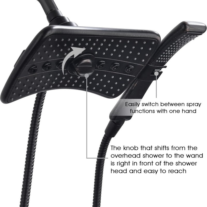 High Pressure Shower Head Handheld Dual Combo Rainfall Spray Rubbed Bronze 60"6