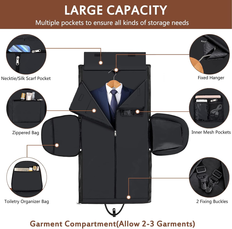 Garment Bag for Travel, Convertible Carry on Garment Duffel Bag for Men 3Pcs Wee2