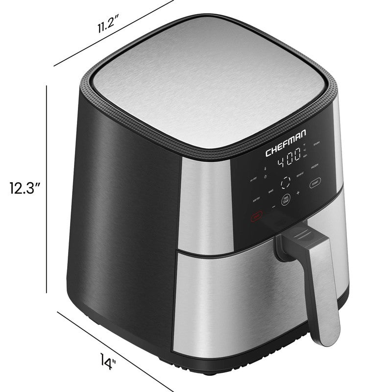 Turbofry 6QT Digital Air Fryer, Touch Controls, 4 Functions, Stainless Steel New6