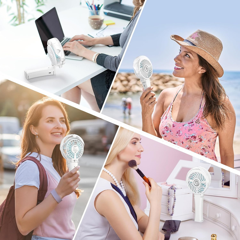 Portable Misting Fan USB Rechargeable Handheld Mini Cooling Fan White7