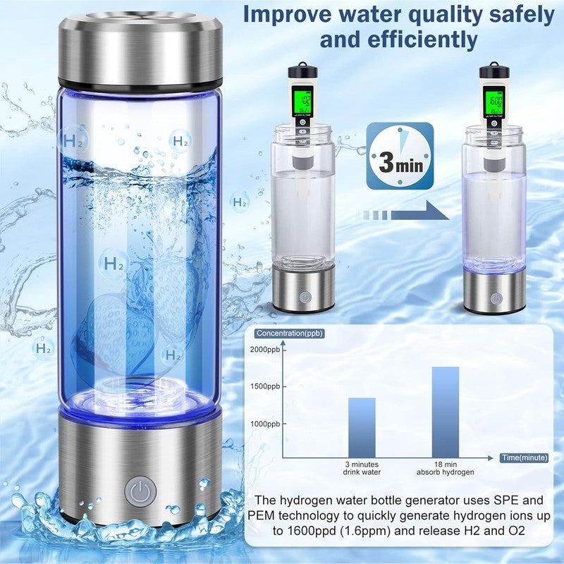 Portable 2025 Hydrogen Water Generator Bottle with SPE PEM Technology, 420ml1