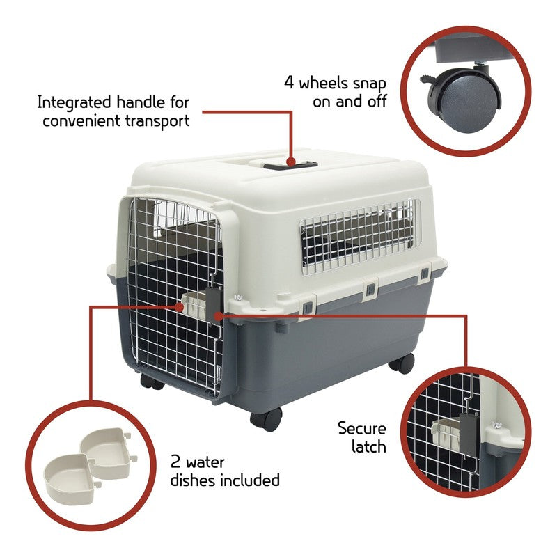Airline Approved Plastic Dog Kennel with Wheels, Medium8