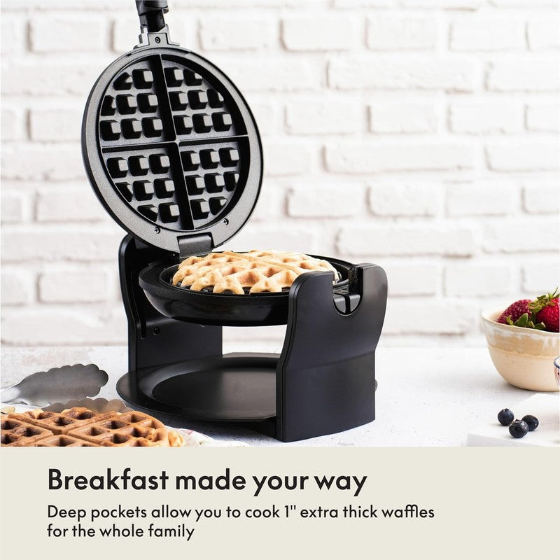 Classic Rotating Belgian Waffle Maker Nonstick Pro Black with Drip Tray6