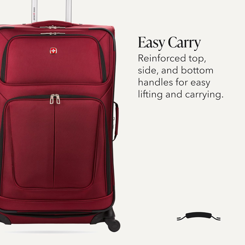 Sion Large Checked Softside Expandable Spinner Travel Suitcase Burgundy4