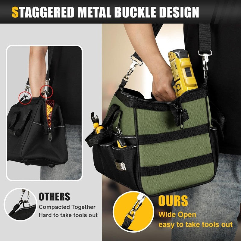 Heavy Duty Tool Bag 15-Inch, 16-Pocket Portable Empty Tool Box Organizer, Big St5