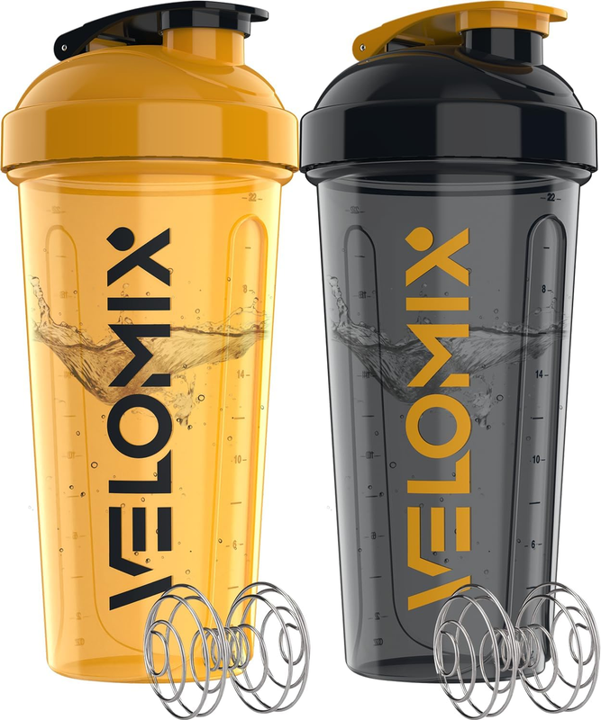 2 Pack 28oz Protein Shaker Bottles Wire Whisk Leakproof Golden Stone9