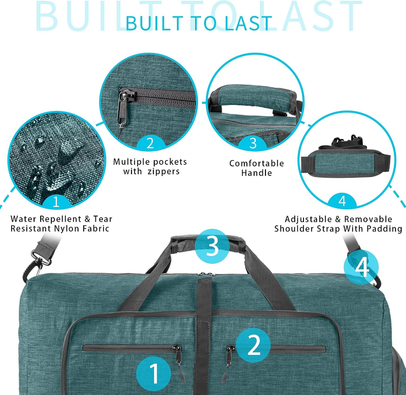 65L 85L 115L Foldable Travel Duffel Bag Weekender Overnight Shoe Pocket2