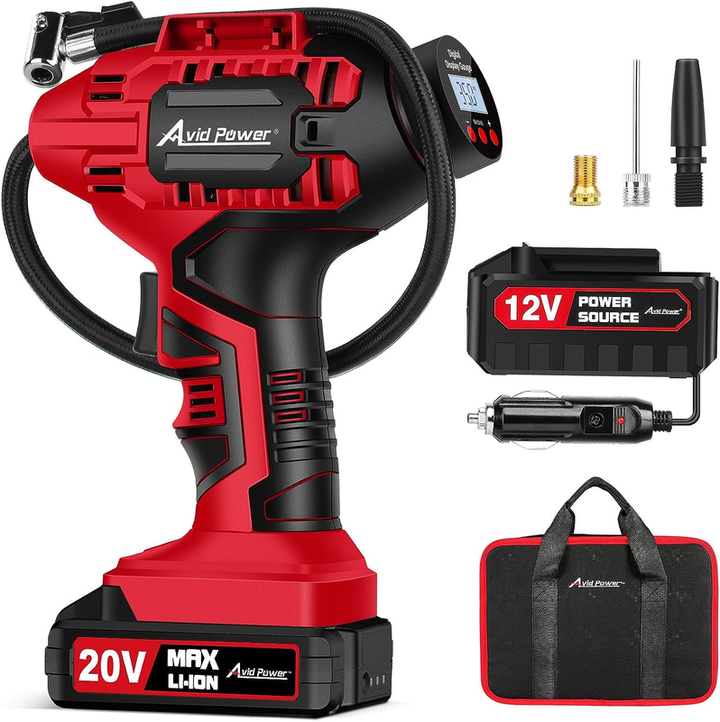 Portable 20V Cordless Tire Inflator with Digital Gauge & 12V Adapter8