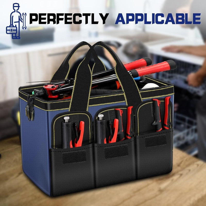 2-Pack Tool Bag Set 18" & 16" Wide Mouth Tote Portable Tool Organizer5