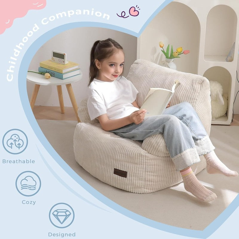 Kids Bean Bag Chair Toddler Sofa w/ Filler Lazy Floor Chair Gaming Beige6