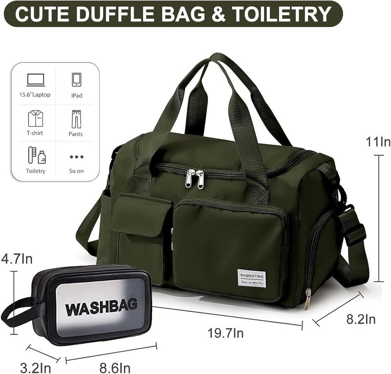 Women Gym Duffle Bag Travel Weekender Carry On w/ Shoe Compartment3