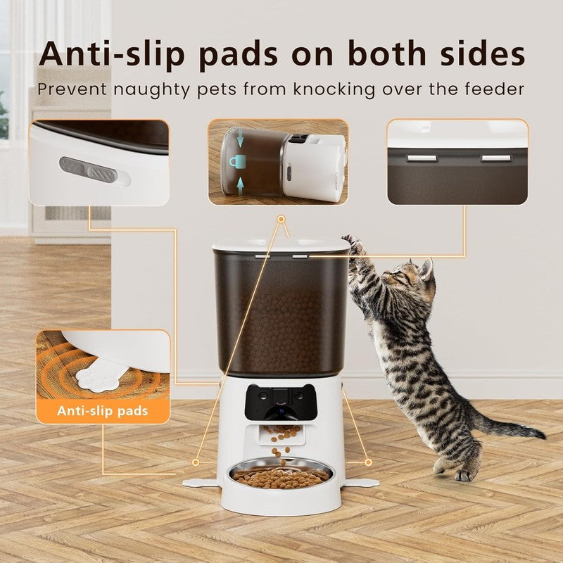 Automatic Cat Feeder with Camera, 4L Wifi Smart Pet Feeder with APP Control, 1084