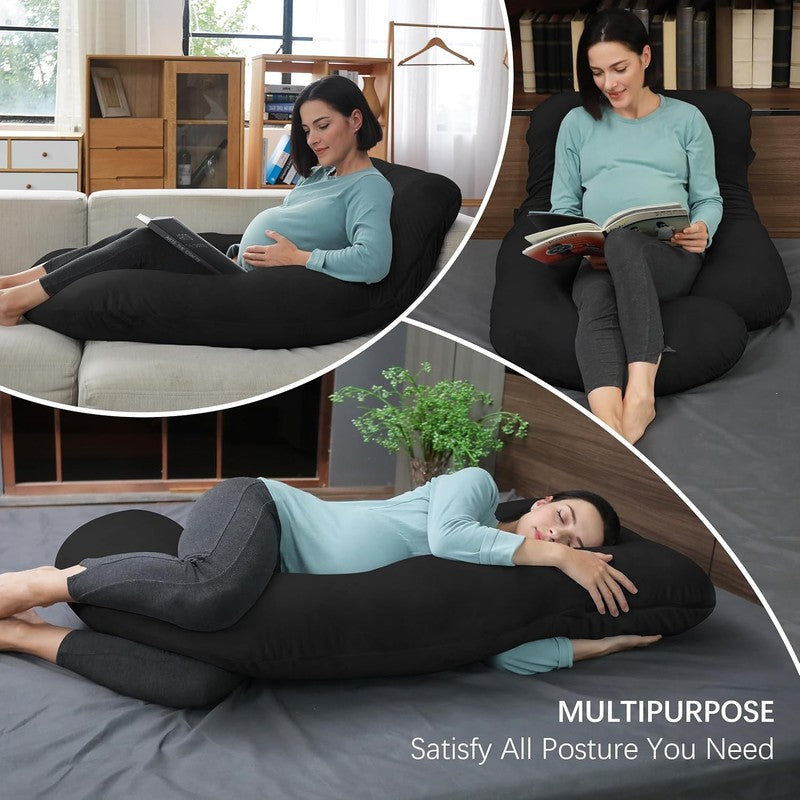 U Shaped Pregnancy Maternity Pillow 57" Full Body Sleep Support Black5