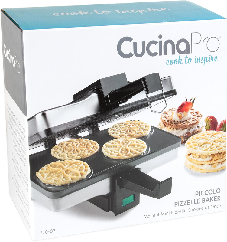 Piccolo Pizzelle Baker  Nonstick Electric Press Makes 4 Mini Holiday Cookies at 6