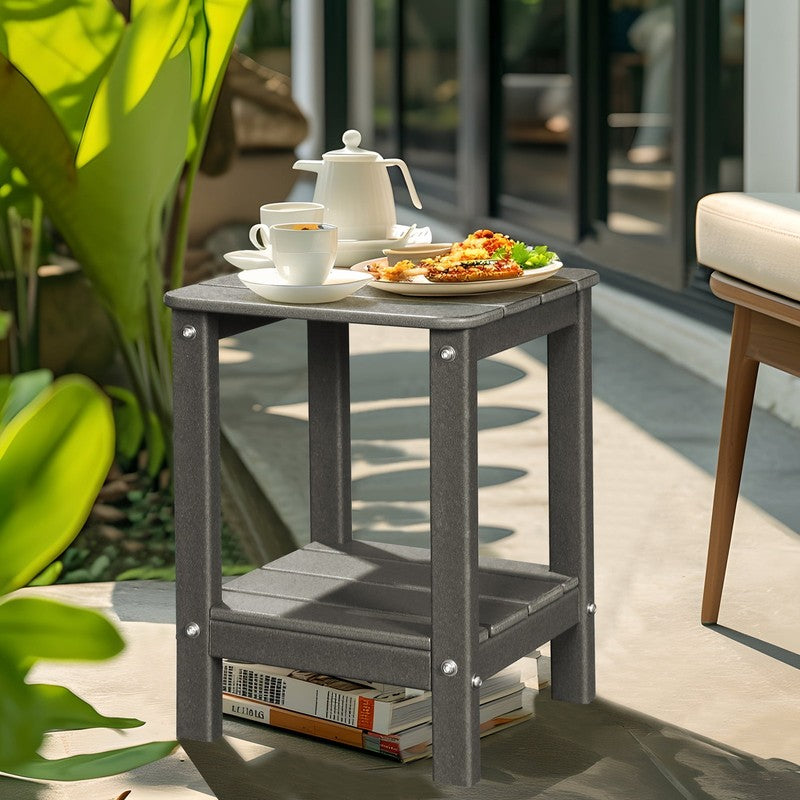 | Patio Garden Side Table with 2 Layer Storage,Outdoor End Tables for Your Adiro1