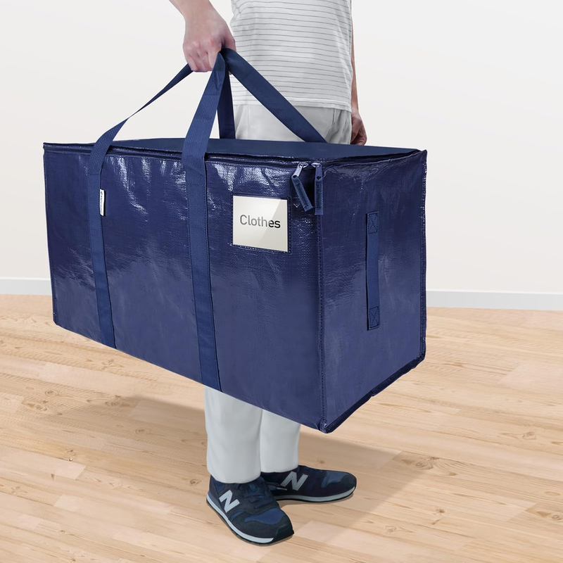 6 Pack Extra Large Heavy Duty Moving Bags Zipper Storage Totes Navy1