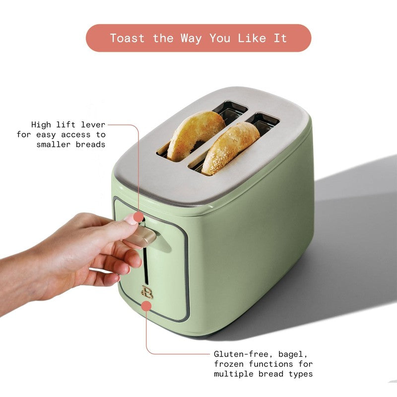2 Slice Toaster with Touch Activated Display, Sage Green by Drew Barrymore5